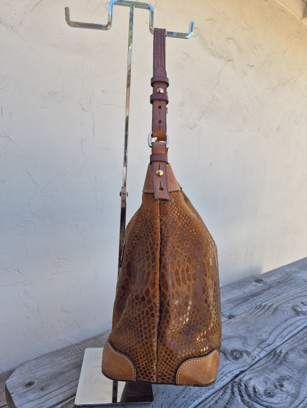 Dooney & Bourke Erica Snakeskin Hobo Shoulder Bag - Picture 7 of 14